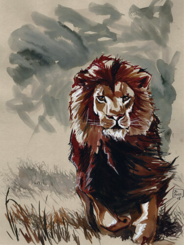 Painting titled "Majesty 2" by Joachim Rossignol, Original Artwork, Watercolor