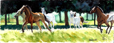 Painting titled "Chevauchée" by Joachim Rossignol, Original Artwork, Watercolor
