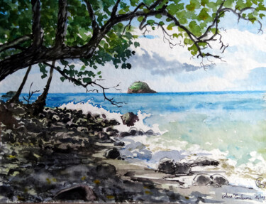 Painting titled "Anse Couleuvre" by Joachim Rossignol, Original Artwork, Watercolor