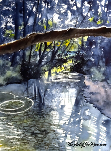 Peinture intitulée "River, Indigo refle…" par Joachim Rossignol, Œuvre d'art originale, Aquarelle