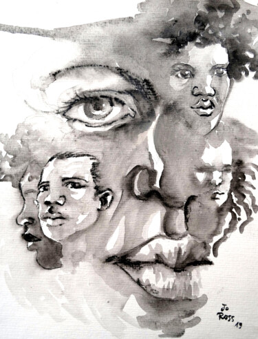 Drawing titled "Melting Face" by Joachim Rossignol, Original Artwork, Watercolor