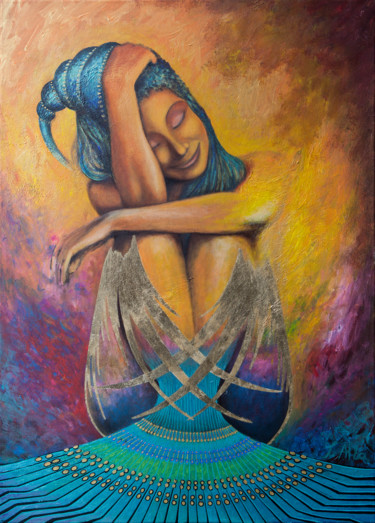 Schilderij getiteld "Sirena Columbus" door Jialba, Origineel Kunstwerk, Acryl