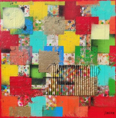 Картина под названием "Geometric psicodeli…" - Joan Llaverias, Подлинное произведение искусства, Акрил Установлен на Деревян…