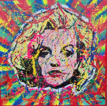 Painting titled "Marilyn pop fluo" by Joan Llaverias, Original Artwork, Acrylic Mounted on Wood Stretcher frame
