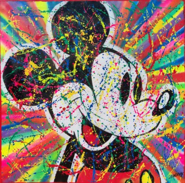 Painting titled "Mickey pop sonríe" by Joan Llaverias, Original Artwork, Acrylic Mounted on Wood Stretcher frame