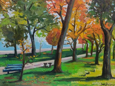 Painting titled "Autumn colors" by Joan Mato, Original Artwork, Oil