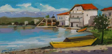 Картина под названием "Fishing boats" - Joan Mato, Подлинное произведение искусства, Масло