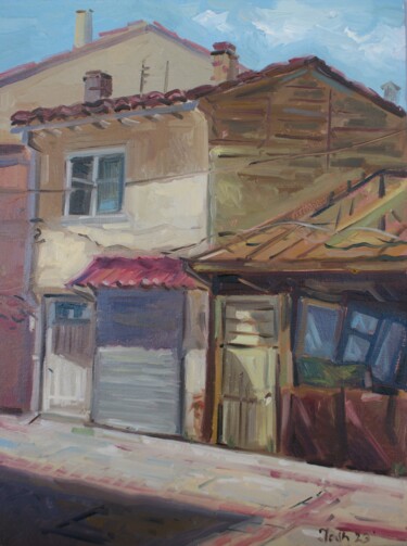 Painting titled "Old Street" by Joan Mato, Original Artwork, Oil