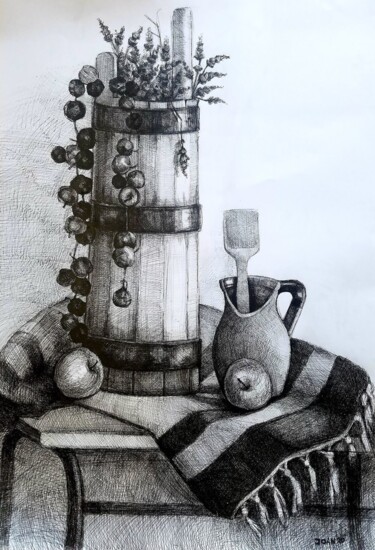 Pintura titulada "Still life" por Joan Mato, Obra de arte original, Tinta