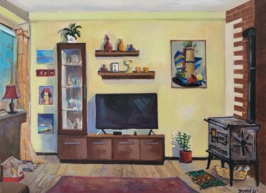 Painting titled "Home interior" by Joan Mato, Original Artwork, Oil