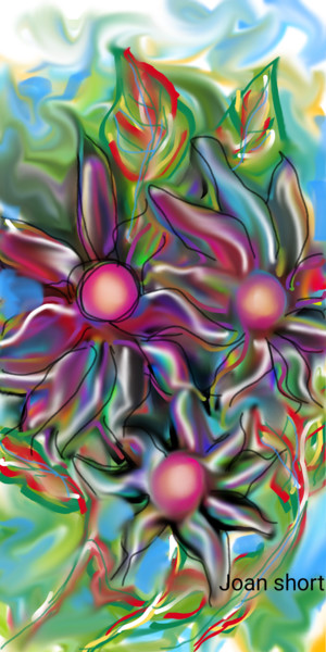 Digital Arts titled "Flowers of shade" by Joan Short, Original Artwork, Digital Painting
