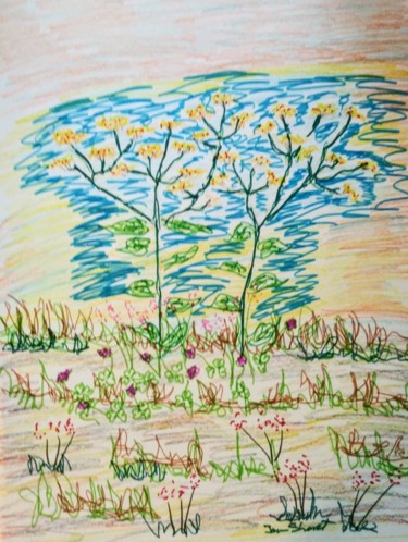 Drawing titled "Flowers" by Joan Short, Original Artwork, Marker