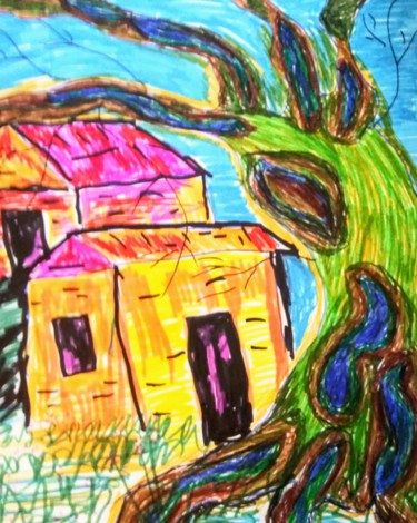 Drawing titled "Home" by Joan Short, Original Artwork, Marker
