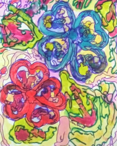 Painting titled "Flowers" by Joan Short, Original Artwork, Acrylic