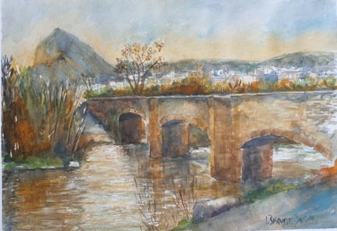 Painting titled "Pont del llavador" by Joana Bisquert Mari, Original Artwork, Watercolor