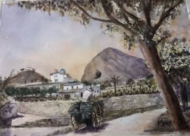 Peinture intitulée "Xàbia antiga" par Joana Bisquert Mari, Œuvre d'art originale, Aquarelle Monté sur Autre panneau rigide