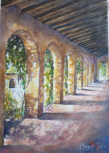 Painting titled "A traves de los arc…" by Joana Bisquert Mari, Original Artwork, Watercolor Mounted on Other rigid panel