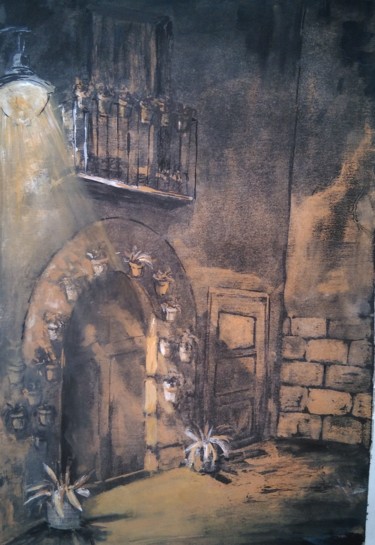 Ζωγραφική με τίτλο "Puerta casa calavera" από Joana Bisquert Mari, Αυθεντικά έργα τέχνης, Μελάνι