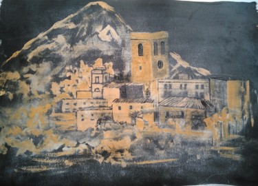 "Pueblo de noche" başlıklı Tablo Joana Bisquert Mari tarafından, Orijinal sanat, Mürekkep