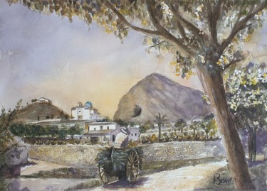 Painting titled "Viaje al pasado" by Joana Bisquert Mari, Original Artwork, Watercolor Mounted on Other rigid panel