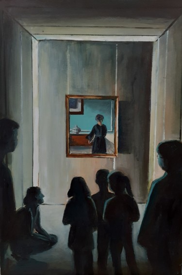 Peinture intitulée "La noche en el museo" par Joana Bisquert Mari, Œuvre d'art originale, Acrylique