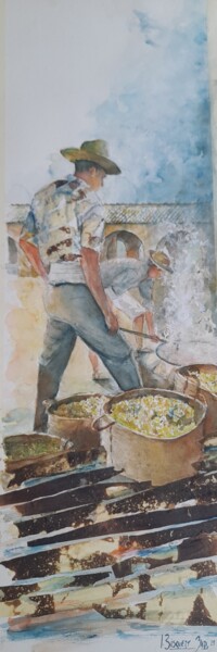 Malerei mit dem Titel "Escaldant" von Joana Bisquert Mari, Original-Kunstwerk, Aquarell Auf Andere starre Platte montiert