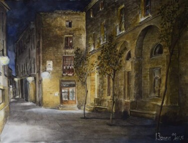 Painting titled "Casco antiguo de no…" by Joana Bisquert Mari, Original Artwork, Watercolor Mounted on Other rigid panel