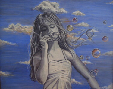 Schilderij getiteld "Deseos en el aire" door Joana Bisquert Mari, Origineel Kunstwerk, Olie