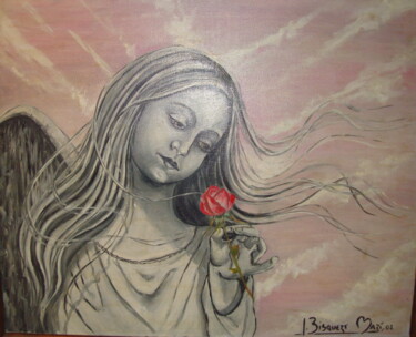 Painting titled "Angel" by Joana Bisquert Mari, Original Artwork, Oil
