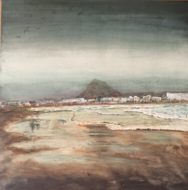 Pintura titulada "Playa el arenal" por Joana Bisquert Mari, Obra de arte original, Acuarela Montado en Otro panel rígido