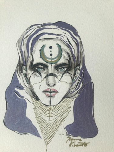 Рисунок под названием "shaman's lover" - Joanna W, Подлинное произведение искусства, Акварель