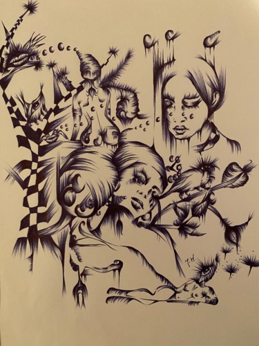 Desenho intitulada "Discover your mind" por Joanna W, Obras de arte originais, Canetac de aerossol