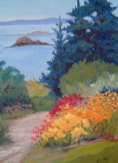 Painting titled "Monhegan Garden" by Joan Cole, Original Artwork, Oil