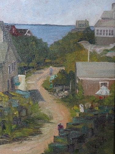 Painting titled "Main Street, Monheg…" by Joan Cole, Original Artwork, Oil