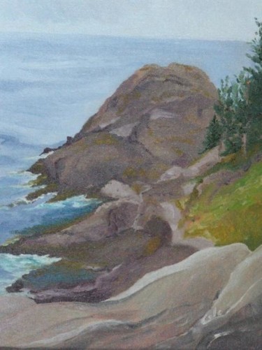 Painting titled "Gull Rock" by Joan Cole, Original Artwork, Oil