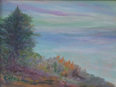 Painting titled "Monhegan Sunset" by Joan Cole, Original Artwork, Oil