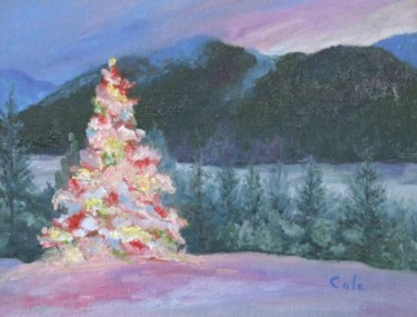 Painting titled "Mountain Christmas" by Joan Cole, Original Artwork, Oil
