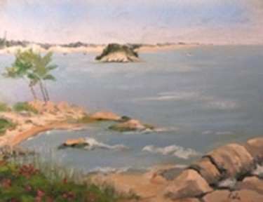 Painting titled "The Beach at Mercy…" by Joan Cole, Original Artwork, Oil