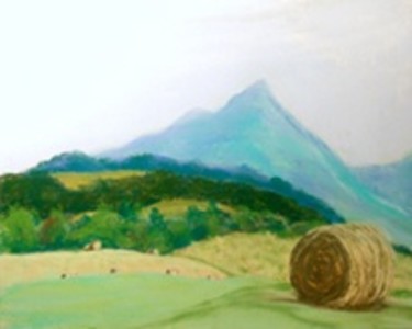 Painting titled "Sharp Top and Hay B…" by Joan Cole, Original Artwork, Oil