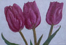 Painting titled "Purple Tulips" by Joan Cole, Original Artwork, Oil