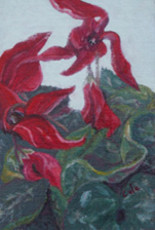 Painting titled "Cyclamen" by Joan Cole, Original Artwork, Oil