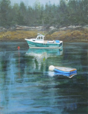 Painting titled "Blue Dory" by Joan Cole, Original Artwork, Oil