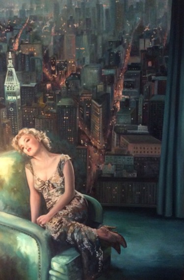 Peinture intitulée "Marilyn à New-York" par Dao, Œuvre d'art originale, Huile