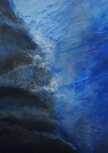 Painting titled "Deep Bleu" by Joanna Pralong-Graban, Original Artwork, Acrylic