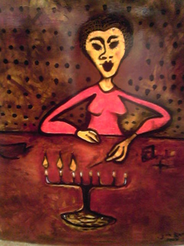Painting titled "3Candles" by Archispray Artist, Original Artwork