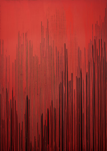 Malerei mit dem Titel "Frequencies Red" von Joanna Borkowska, Original-Kunstwerk