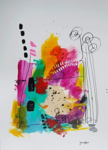 Peinture intitulée "Le chant du merle" par Joanna Buis, Œuvre d'art originale, Acrylique