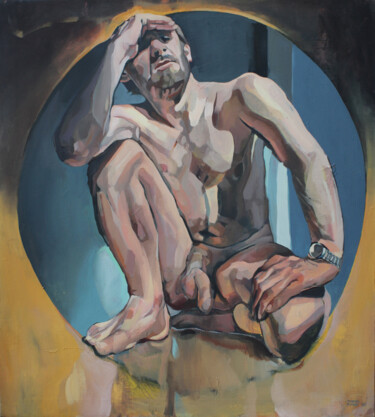 Pintura titulada "Akt męski" por Joanna Burnat-Madejczyk, Obra de arte original, Oleo