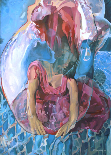 Картина под названием "Aqua minerale" - Joanna Burnat-Madejczyk, Подлинное произведение искусства, Масло