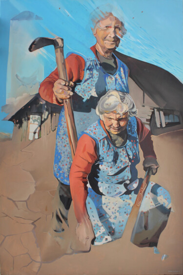 Pintura titulada "Matka ziemia" por Joanna Burnat-Madejczyk, Obra de arte original, Oleo